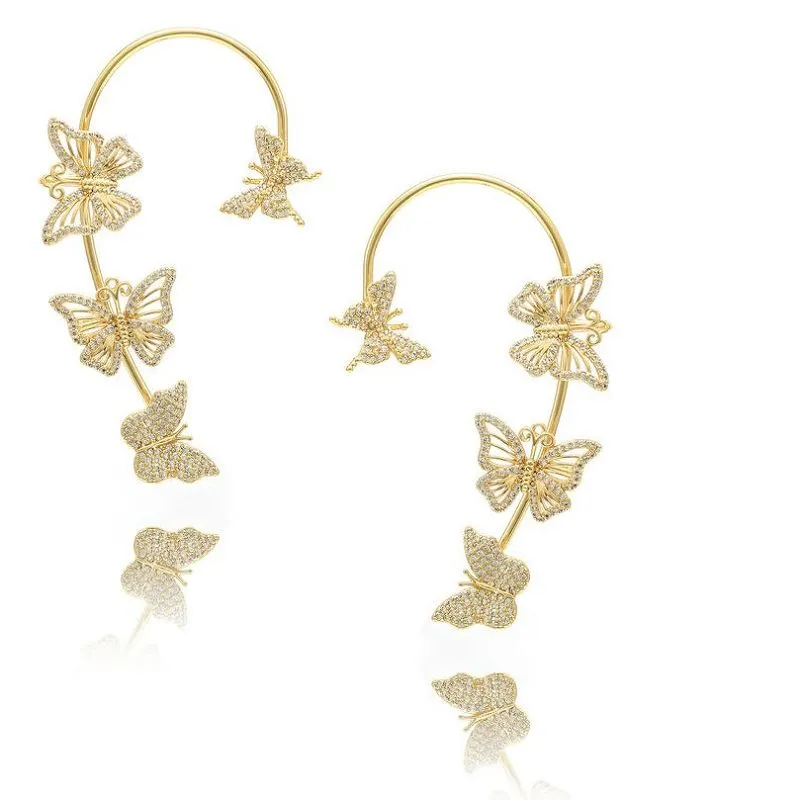Zlacená manžeta motýlkových náušnic