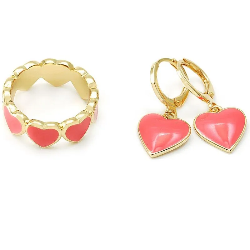 Sada šperků Coral Enamel Heart