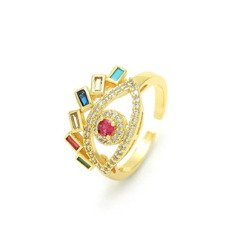 Nastavitelný pozlacený prsten Evil Eye