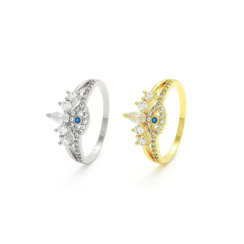 Pozlacený stříbrný prsten Evil Eye