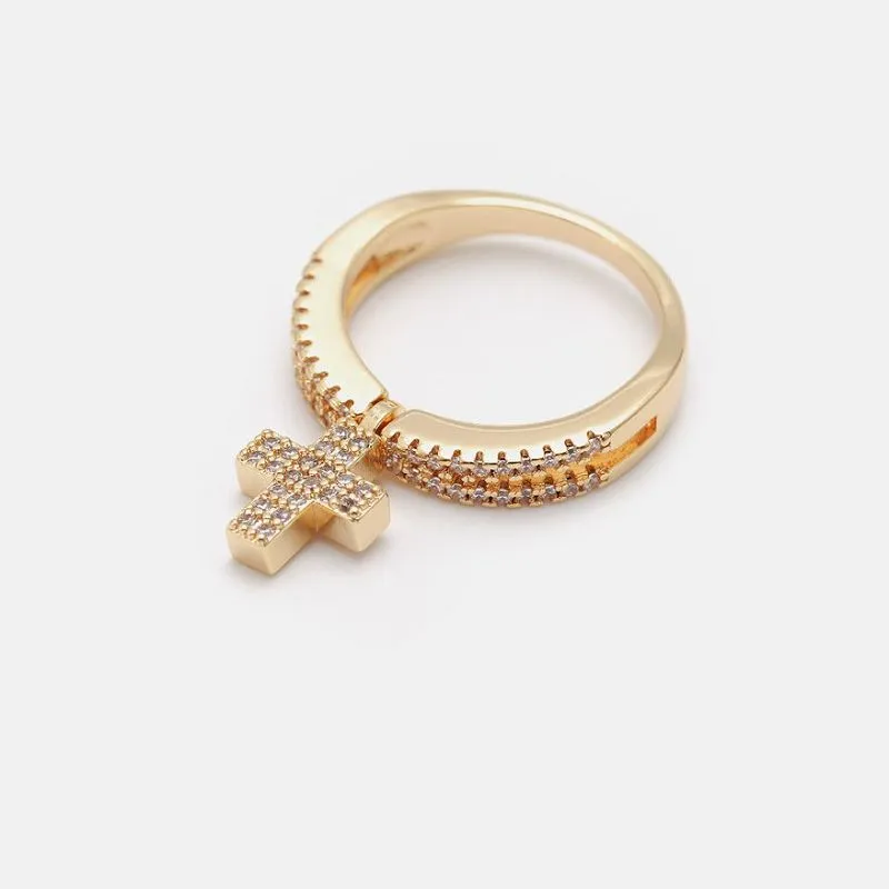 Sterling Silver Cross Charm Prsten